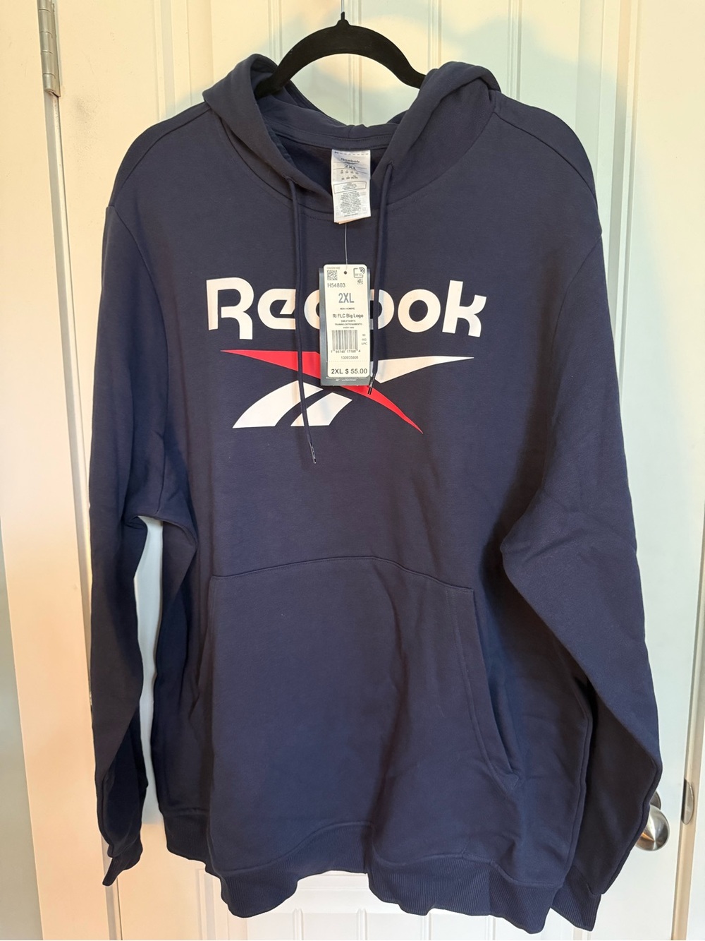 Reebok Men's Navy Crewneck Hoodie with White & Red Logo